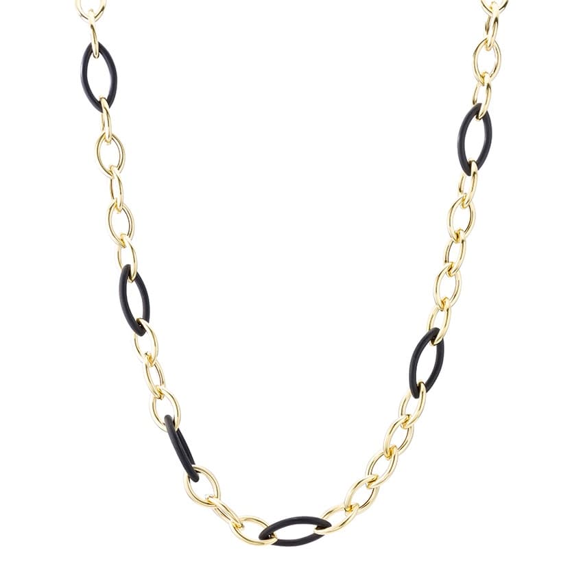 Gold & Black Link Chain Necklace 0