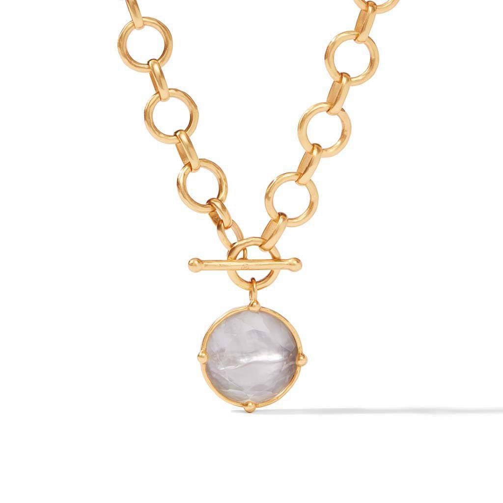Julie Vos Honeybee Statement Necklace Iridescent Clear Crystal Reversible