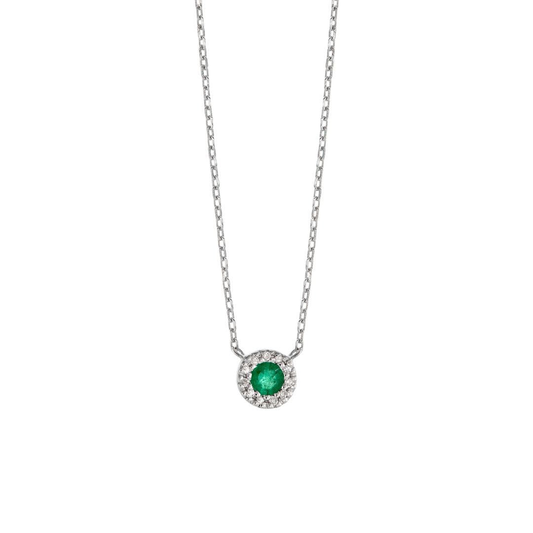 Dainty Diamond and Gemstone Halo Pendant Necklace