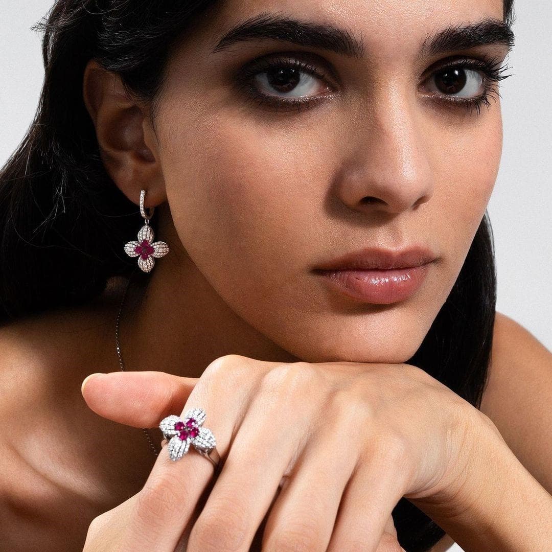 Roberto Coin Love in Verona Ruby and Diamond Flower Ring 2