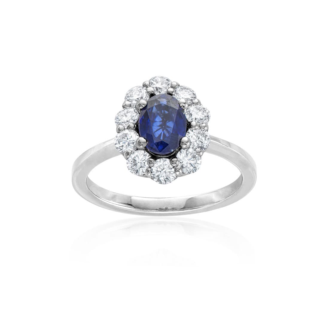 Oval Gemstone Diamond Halo Ring