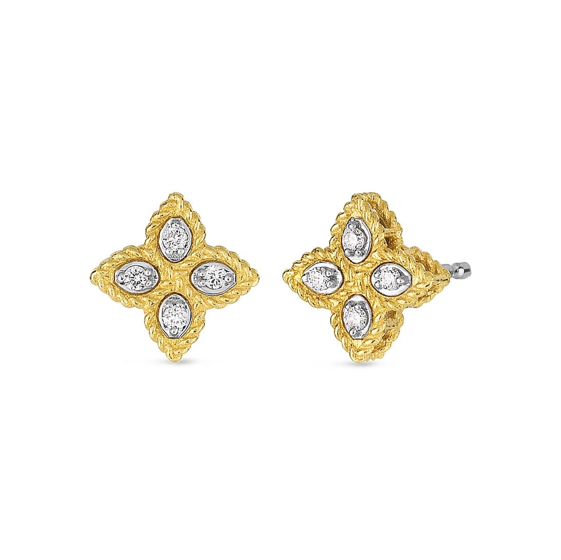 Roberto Coin 18K .07 CTW Diamond Princess Flower Post Earrings 0