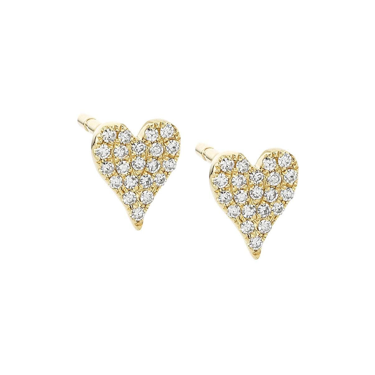 Yellow Gold 0.10 CTW Diamond Heart Post Earrings 1