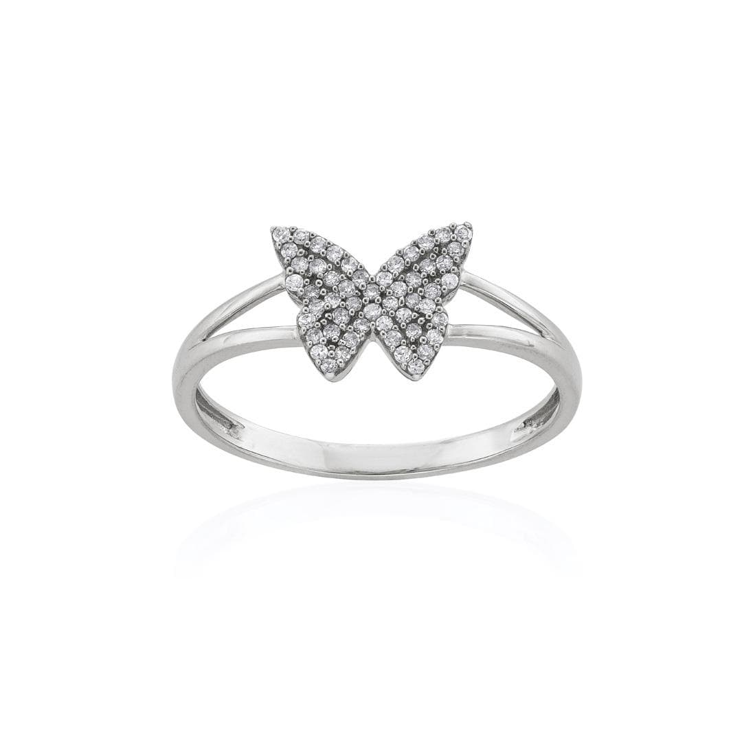 Pave Diamond Butterfly Split Shank Ring