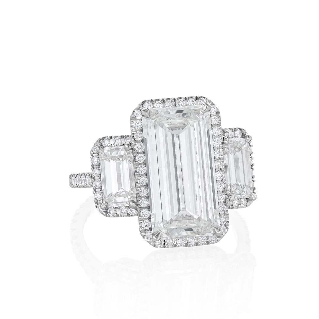 3.79 CT Emerald Cut Three-Stone Diamond Engagement Ring 1