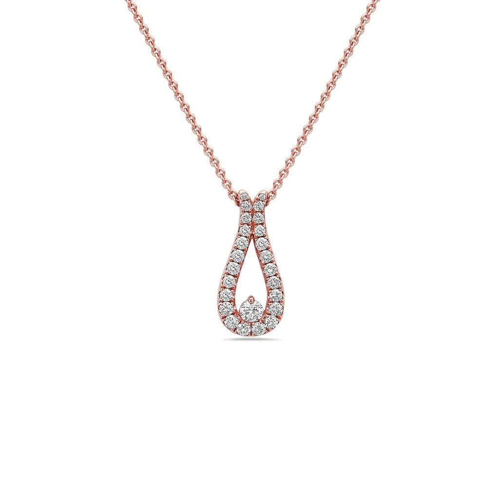 Charles Krypell Rose Gold Diamond Teardrop Pendant Necklace 0