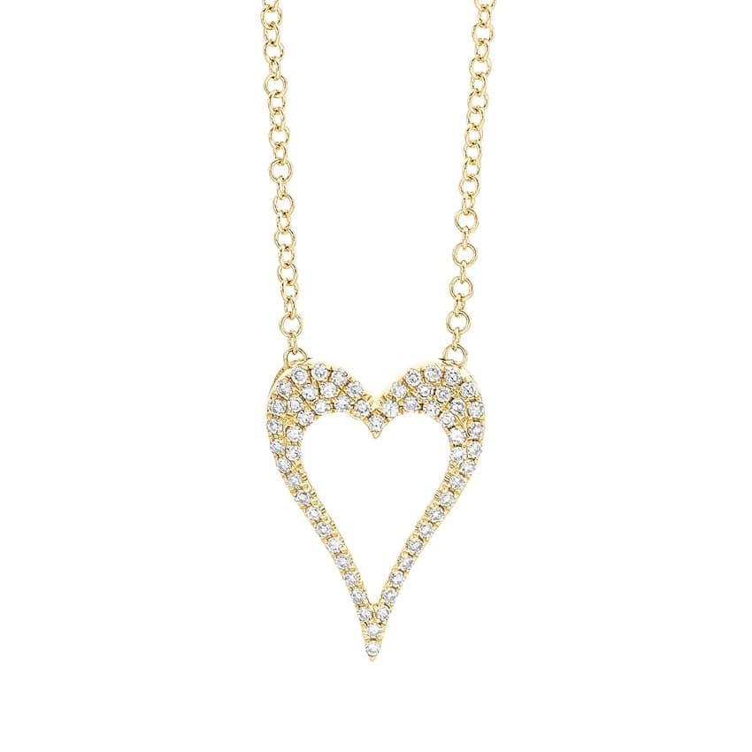 Yellow Gold 0.14 CTW Diamond Open Heart Pendant Necklace