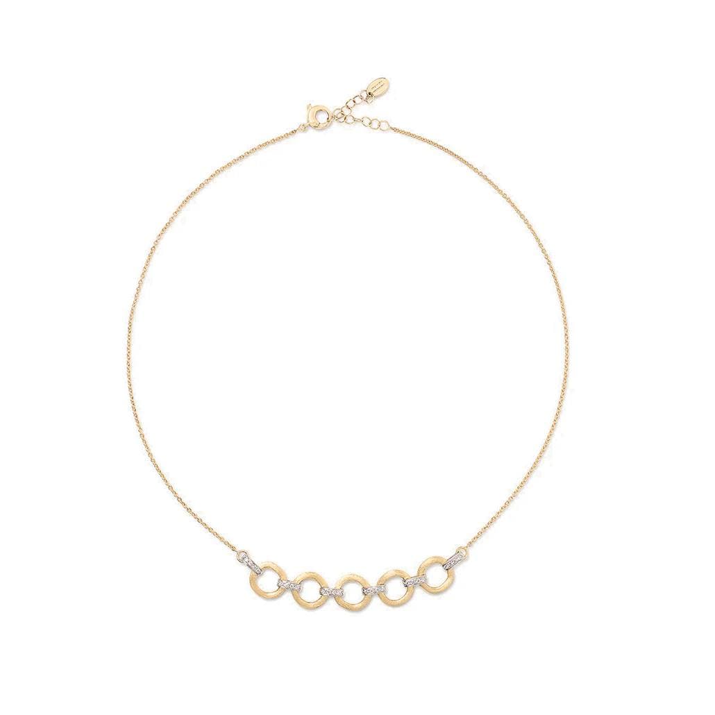 Marco Bicego Jaipur Link Collection 18K Yellow & White Gold Five Link Diamond Half Collar Necklace 0