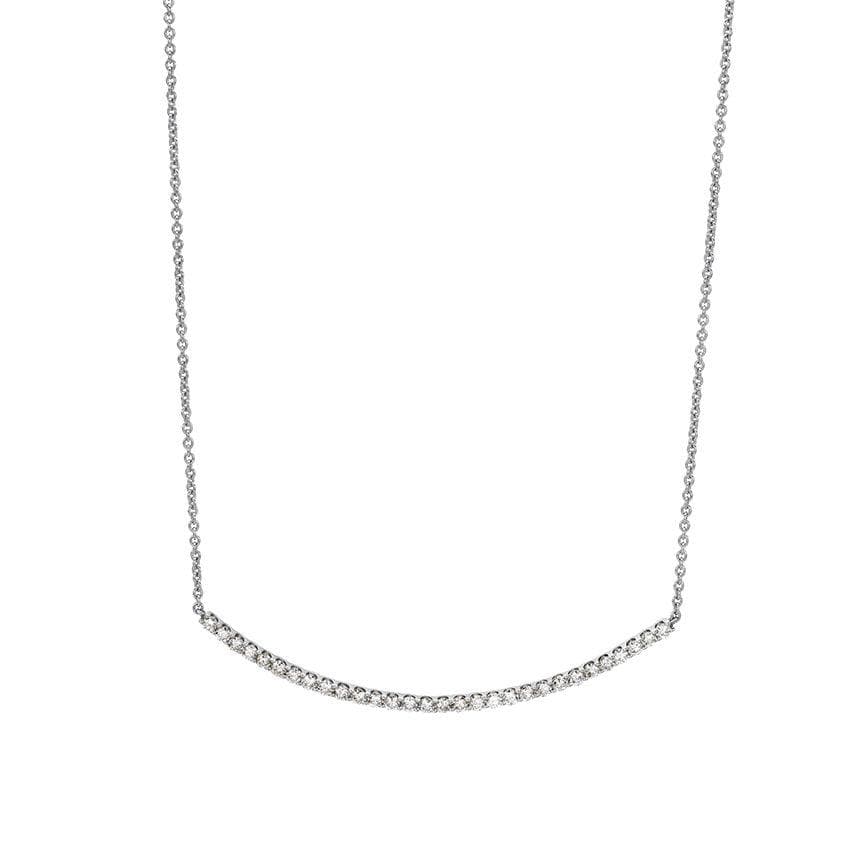 1.00 CTW White Gold Curved Diamond Bar Necklace 0