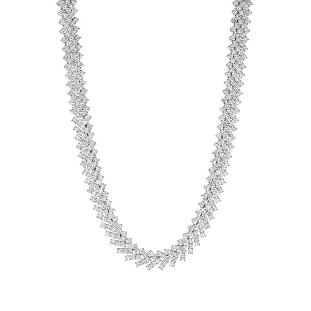 37.55 CTW Round Diamond Flexible V Necklace 1