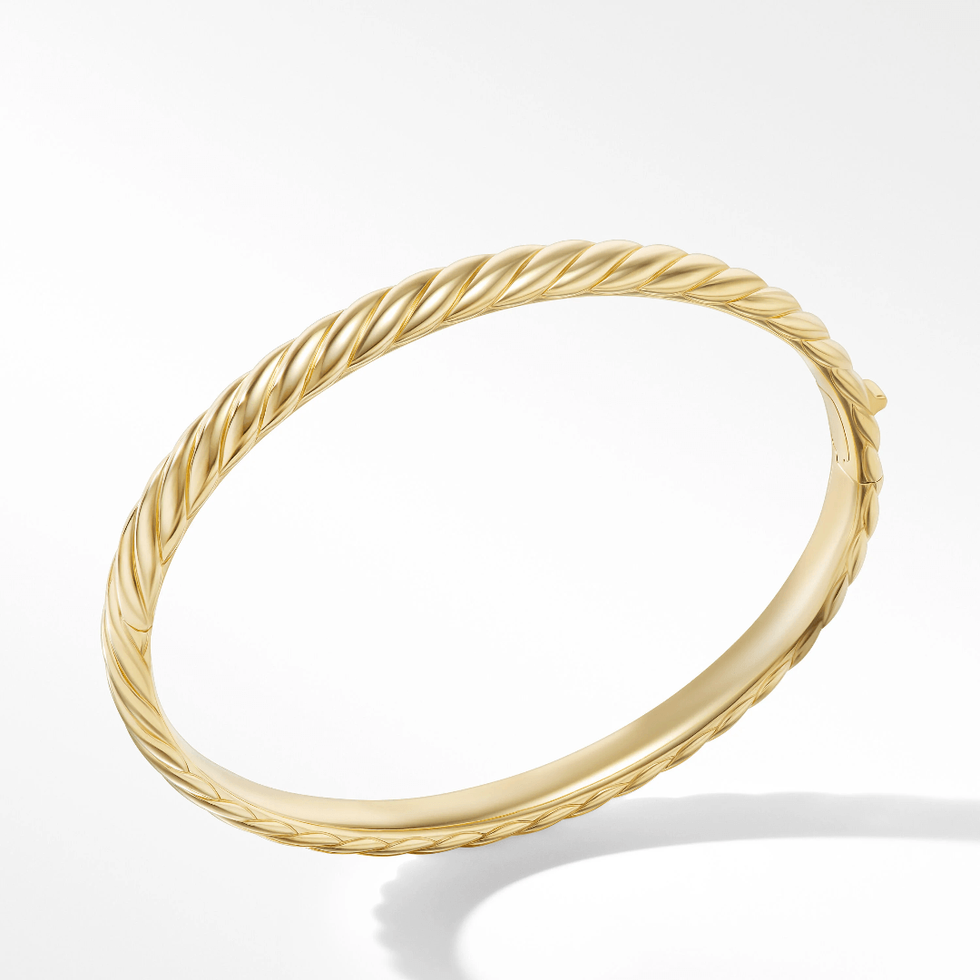David Yurman Sculpted Cable 6mm Cable Bangle in Yellow Gold, size medium 0