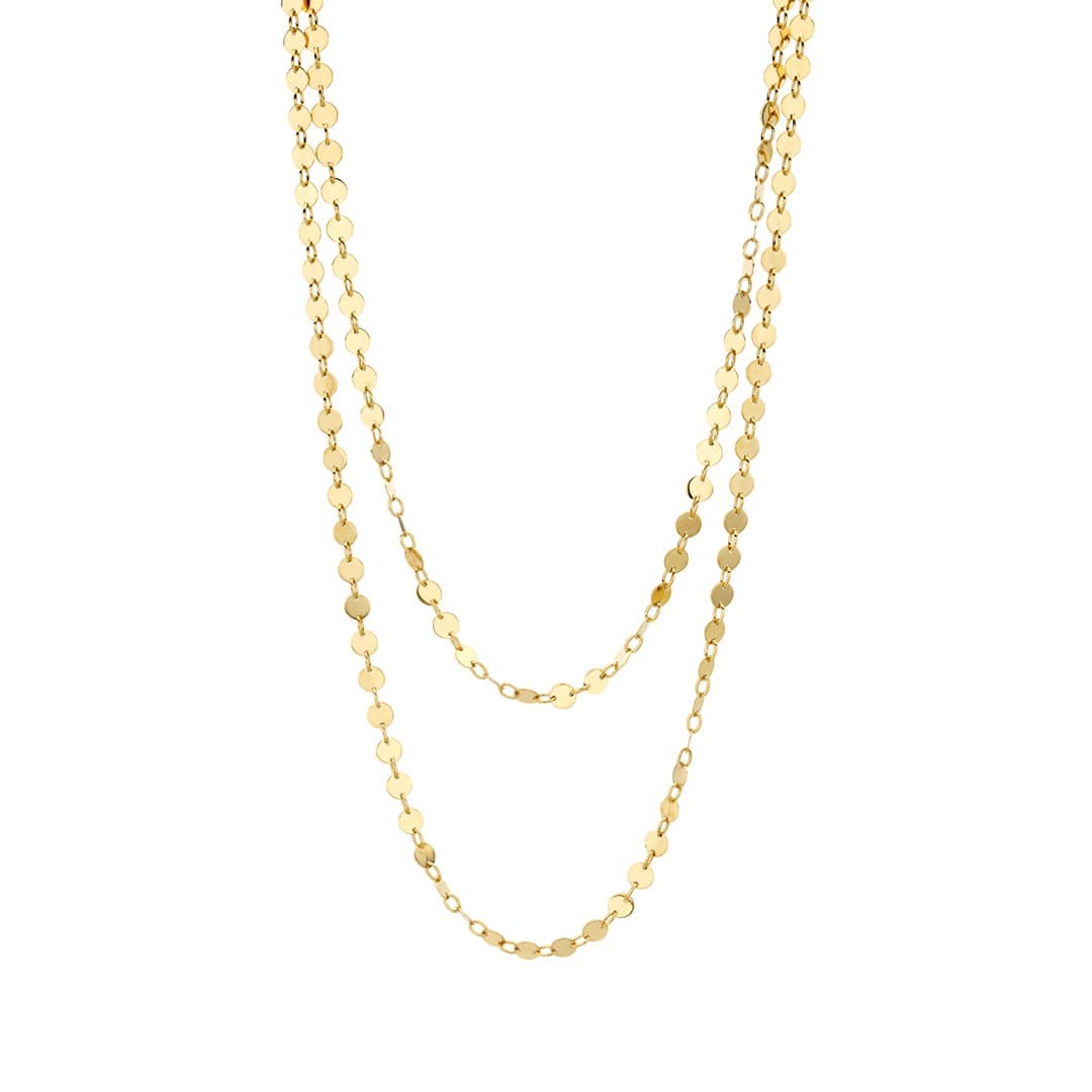 Yellow Gold Long Disc Necklace