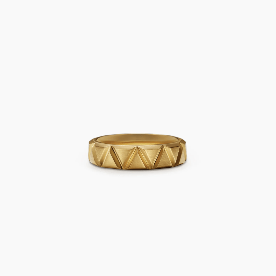 David Yurman Men's Faceted Triangle Wedding Band Ring in Yellow Gold, size 10.5