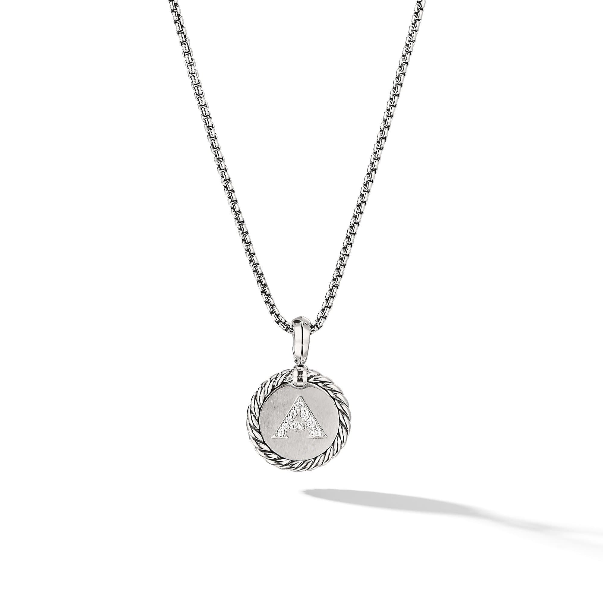 David Yurman A Initial Charm Necklace with Diamonds