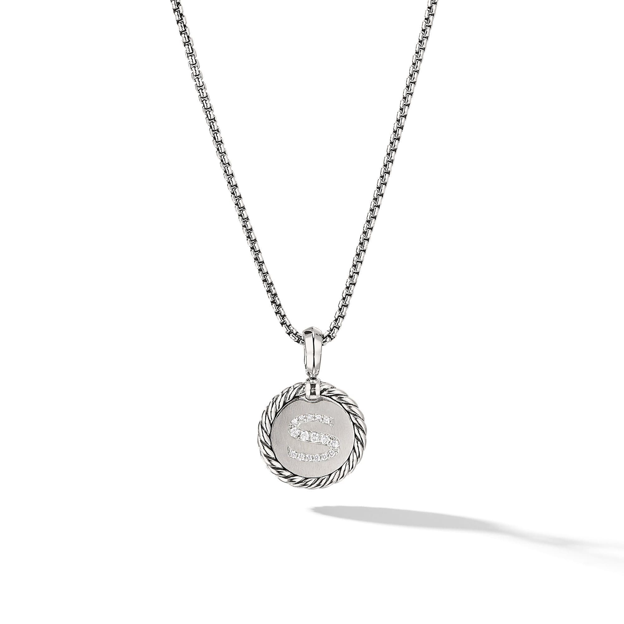 David Yurman S initial Charm Necklace with Diamonds