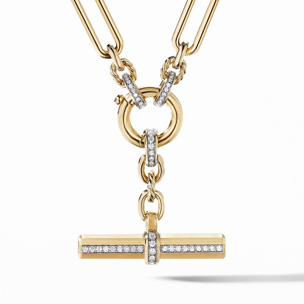 David Yurman Lexington Toggle Necklace in 18k Yellow Gold with Diamonds