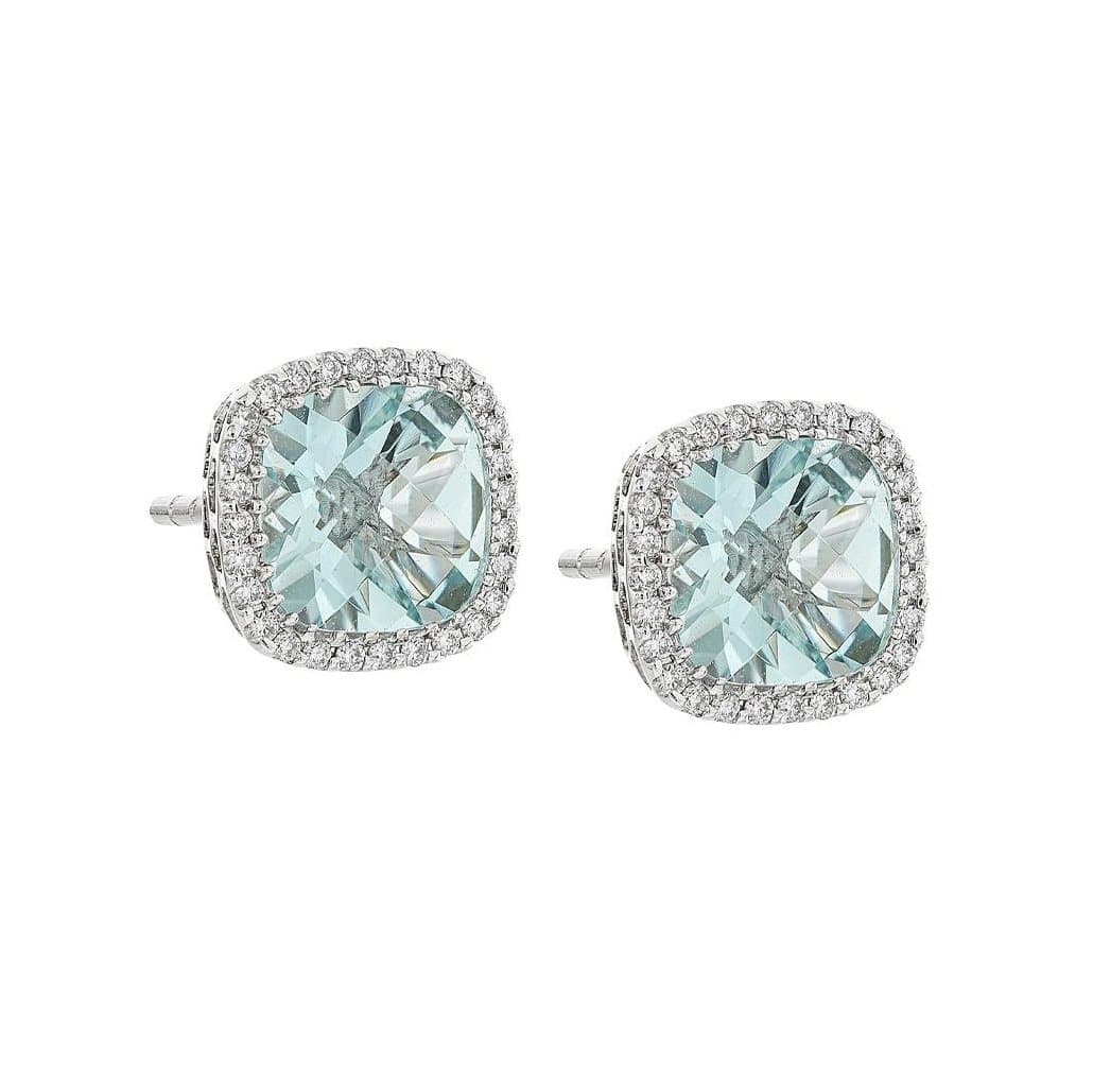 Gemstone and Diamond Halo Post Earrings 0