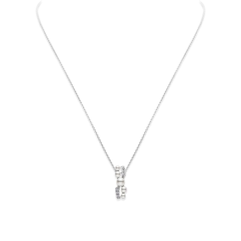 Mikimoto Akoya Cultured Pearl Pendant with Diamonds in White Gold
