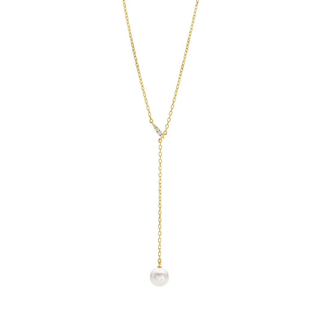 Mikimoto 7.5mm A+ Akoya Pearl and Diamond Lariat Necklace