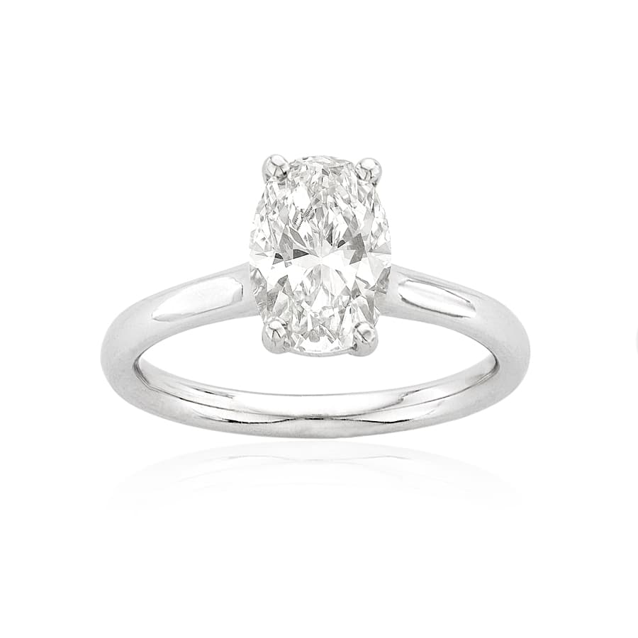 2.01 CT Oval Cut Loose Diamond, displayed in White Gold