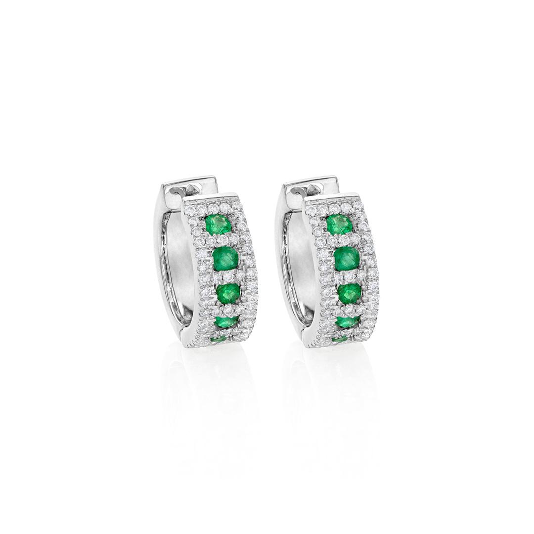 Emerald and Diamond 15mm Hoops