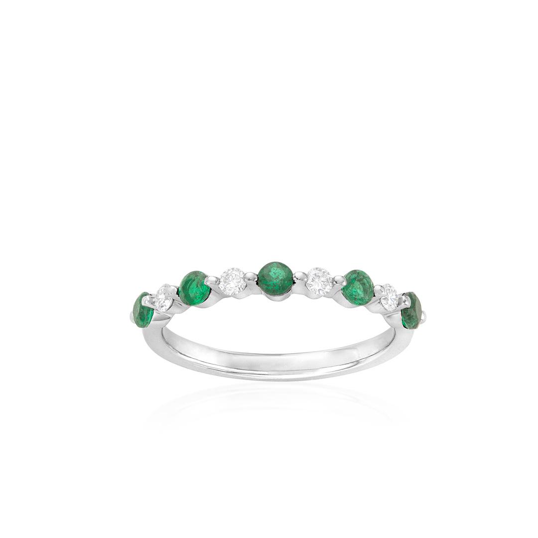Emerald and Diamond Stackable Band