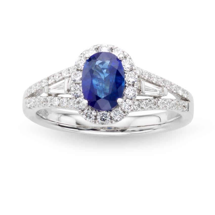 .92 CT Oval Sapphire Ring with Diamond Accents and Split Shank