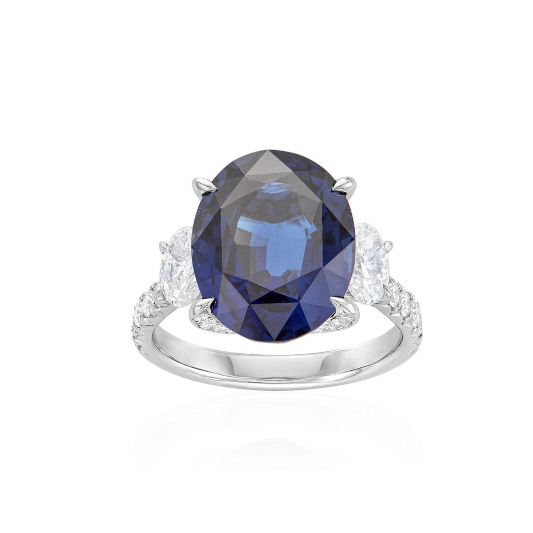 9.33 CT Oval Sapphire and Diamond Ring