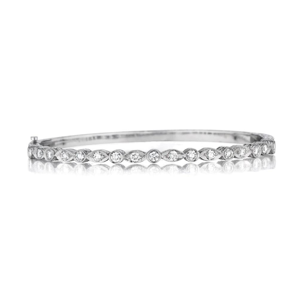 Penny Preville Classics Collection Engraved White Gold Bangle 0