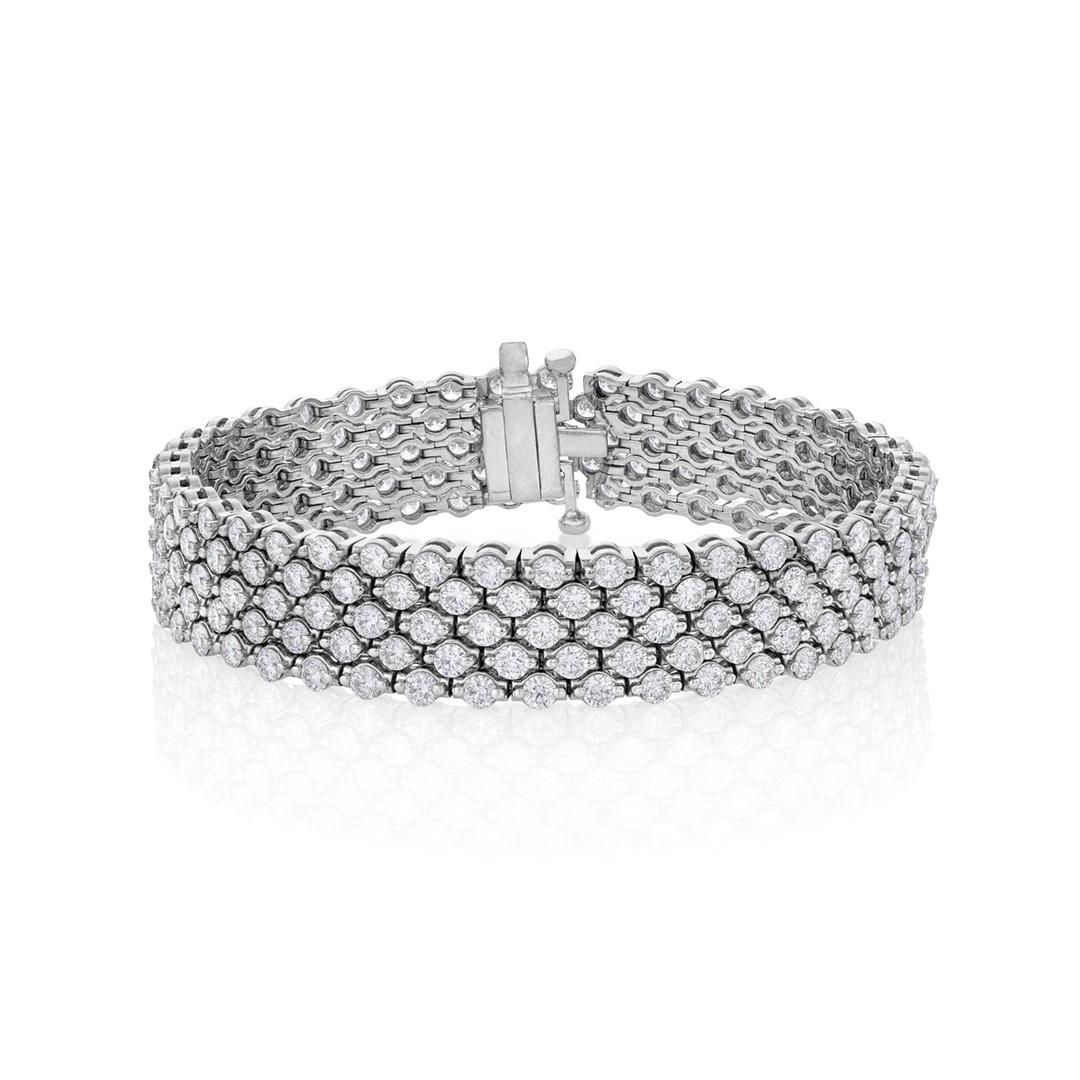 15.04 CTW Five-Row Diamond Bracelet