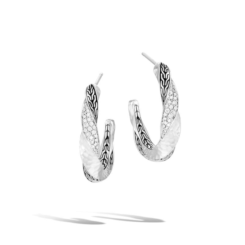 John Hardy Twisted Collection Diamond Hoop Earrings 0