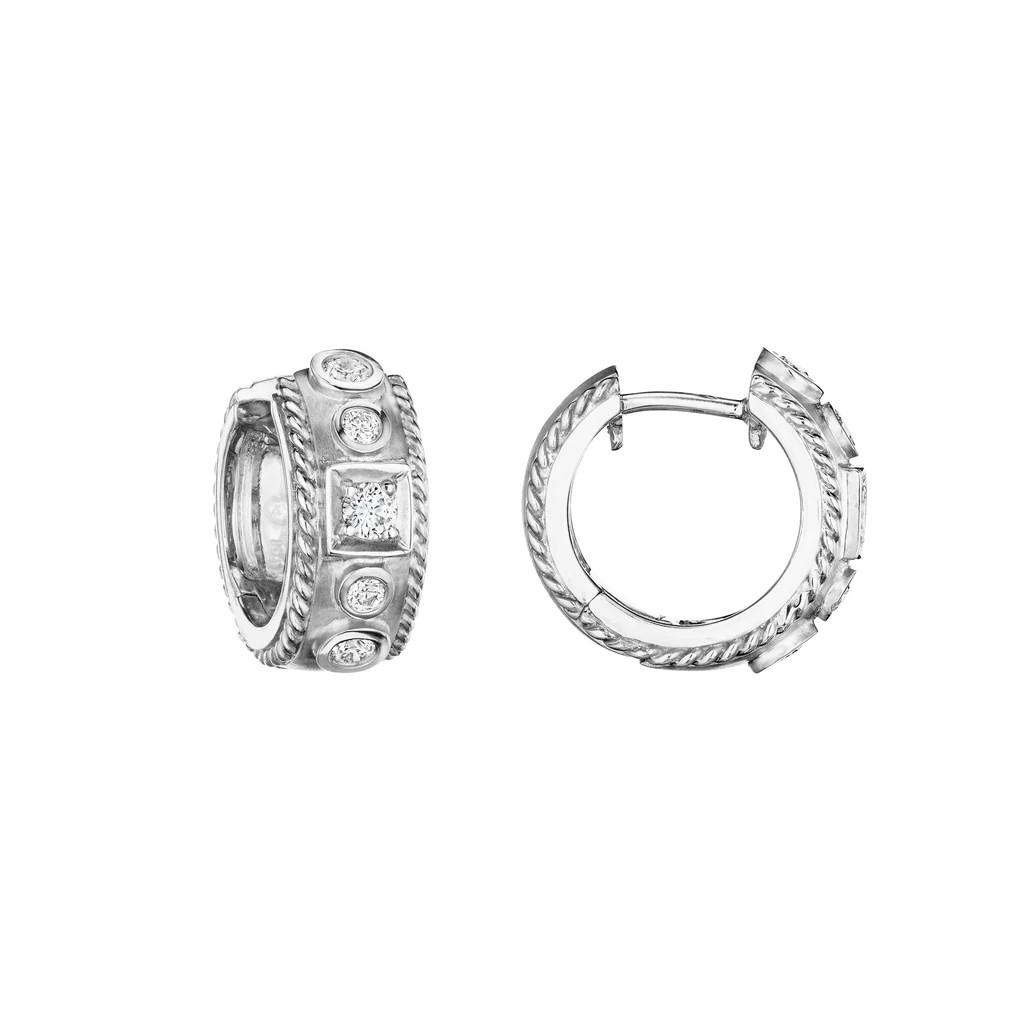 Penny Preville White Gold Amulet Diamond Huggie Hoops