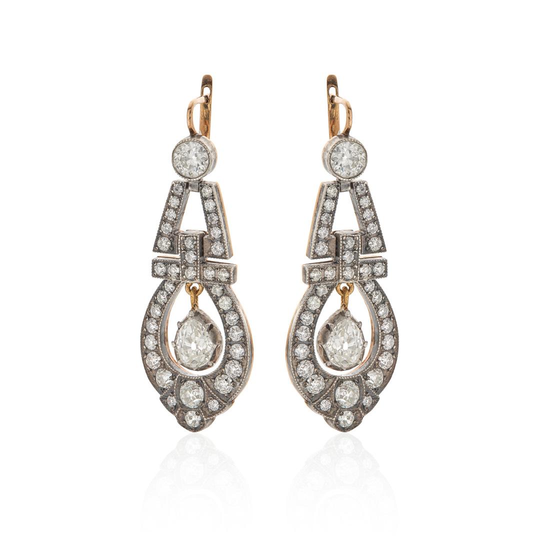 Estate Collection Art Deco Chandelier Diamond Earrings