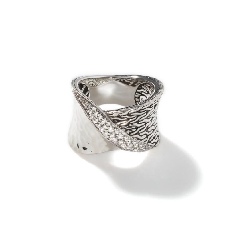 John Hardy Twisted Collection Cable Ring with Diamonds 0