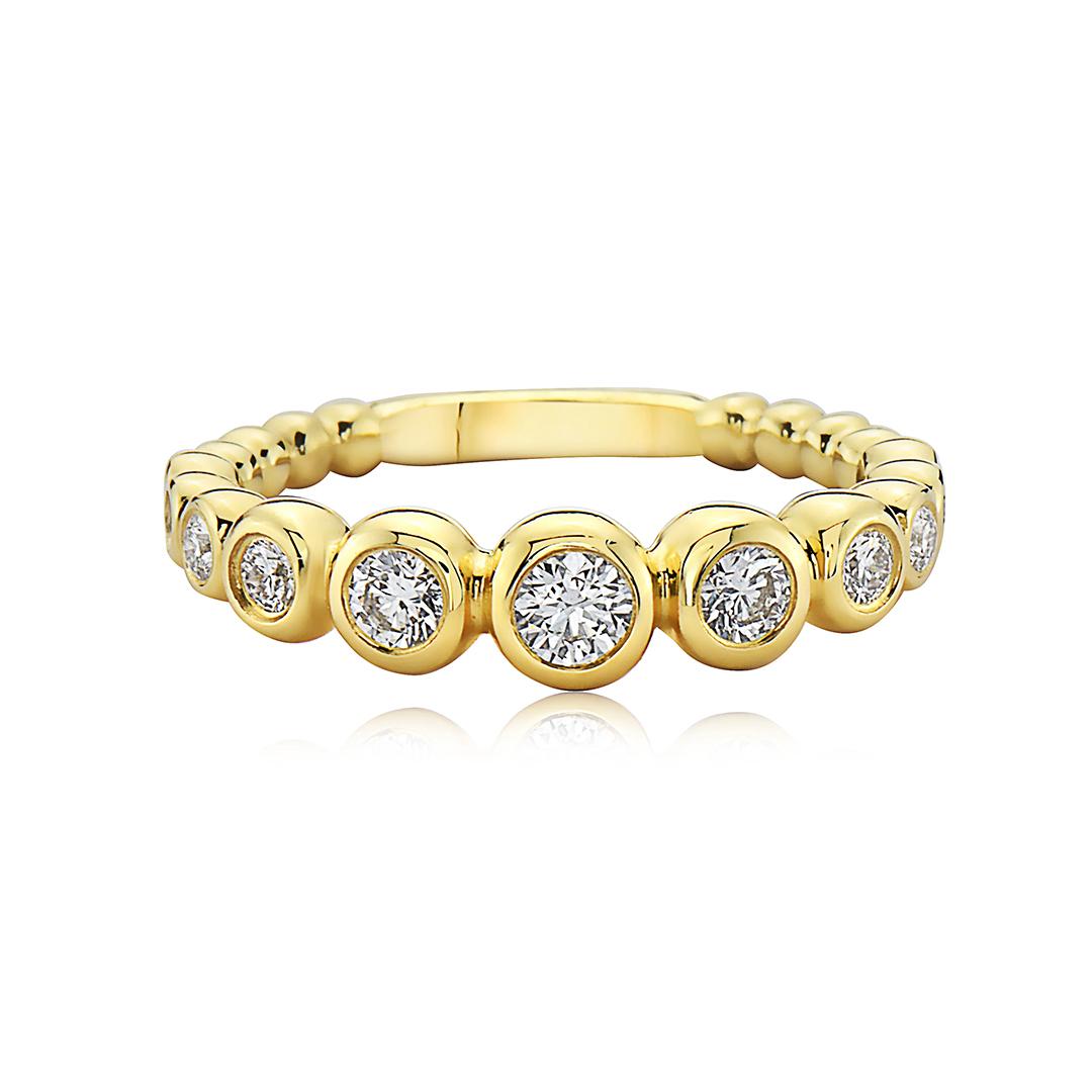 Charles Krypell Yellow Gold Diamond Bubble Band