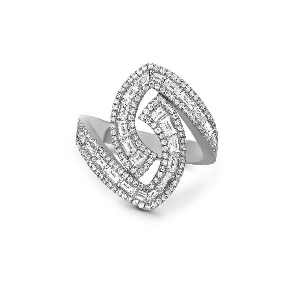Charles Krypell White Gold Diamond Swirl Ring 0