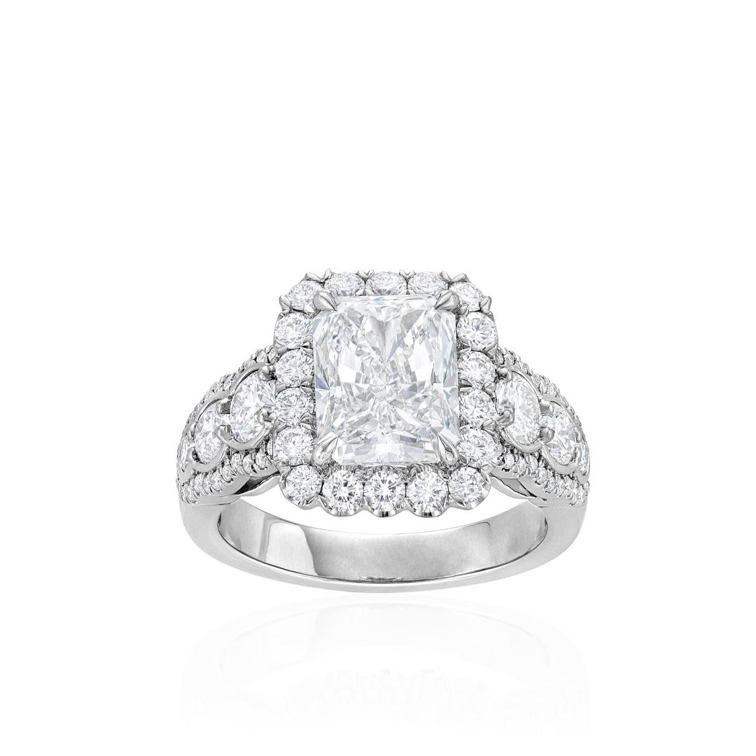 3.01 CT Radiant Cut Halo Diamond Engagement Ring
