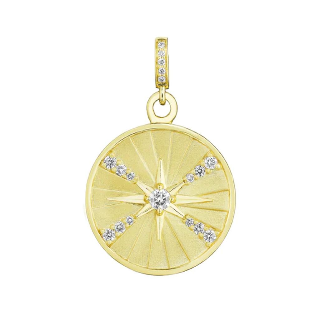 Penny Preville 22mm Yellow Gold Diamond Starburst Medallion Pendant