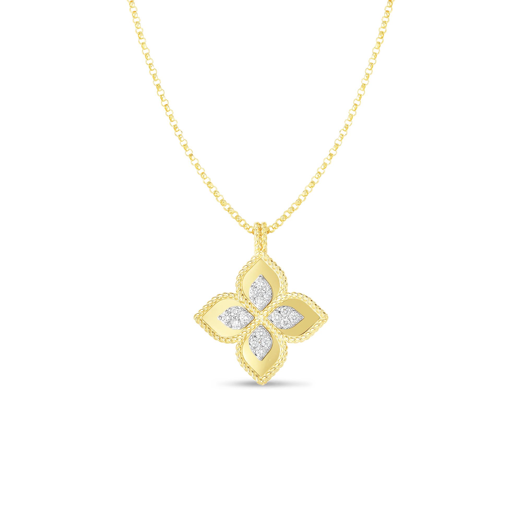 Roberto Coin Venetian Princess Diamond Flower Pendant Necklace