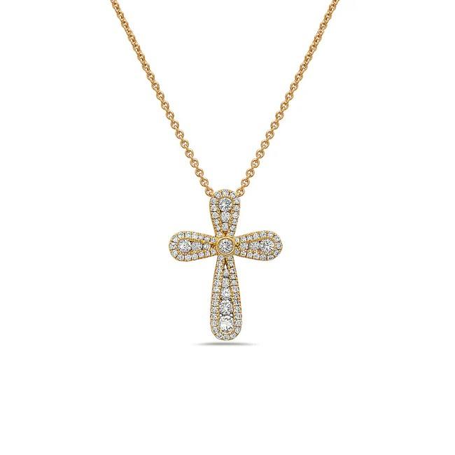 Charles Krypell 20mm Yellow Gold Diamond Cross Necklace 0