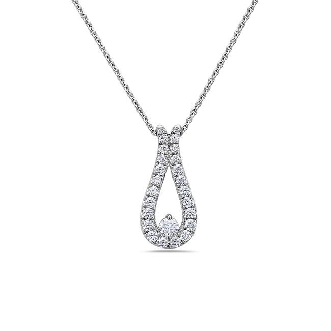 Charles Krypell White Gold Diamond Teardrop Pendant Necklace