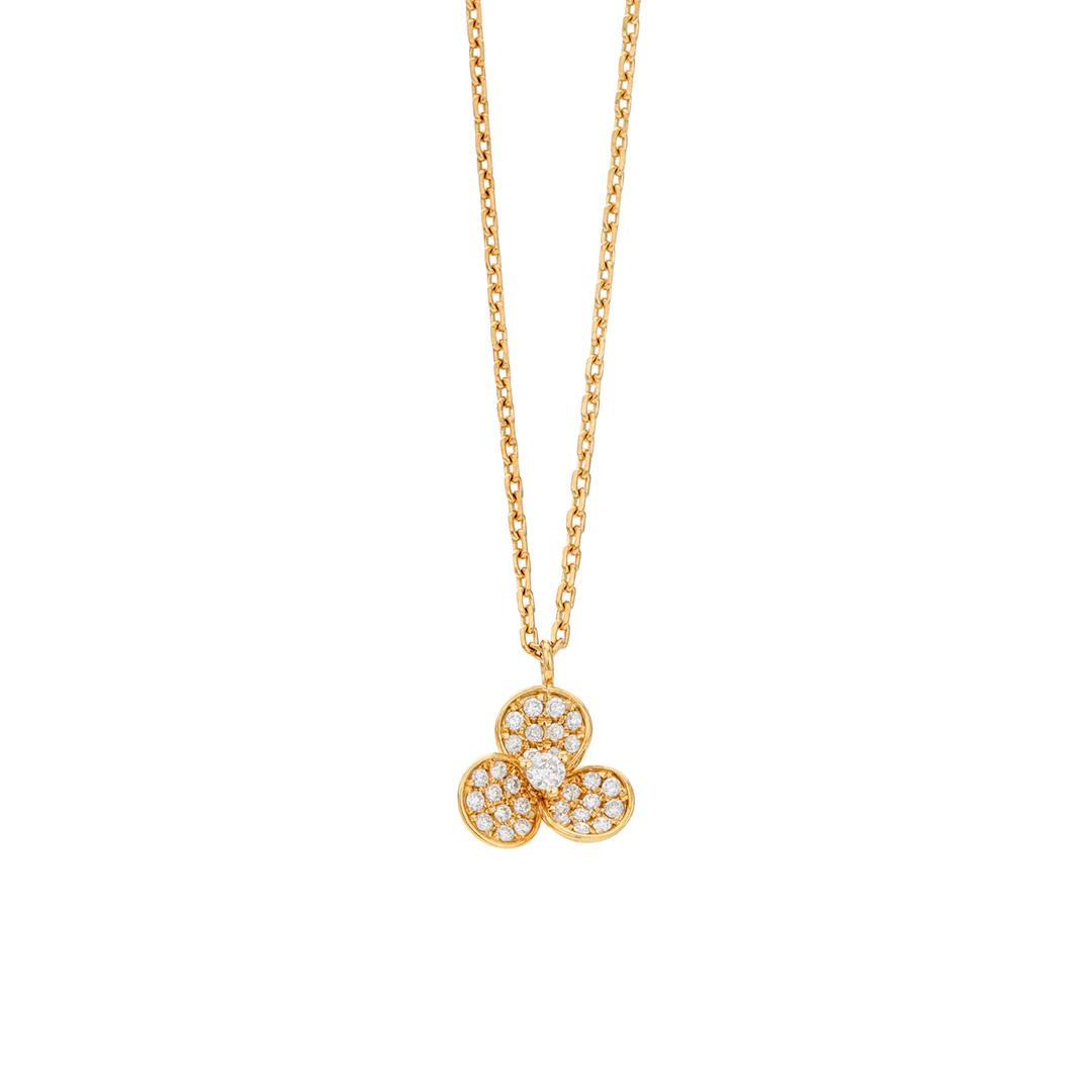 Diamond Flower Pendant Necklace in Yellow Gold