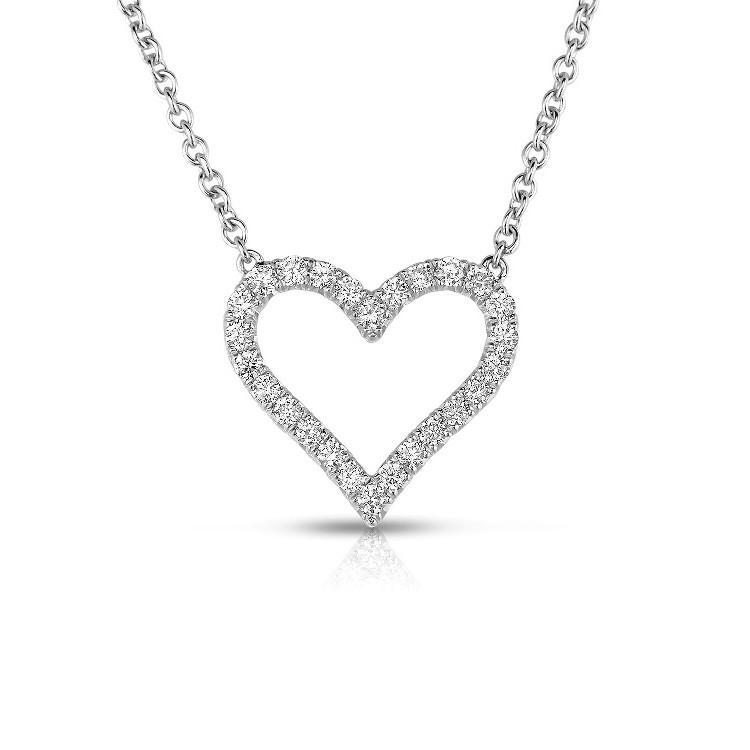 White Gold 0.50 CTW Diamond Heart Pendant Necklace