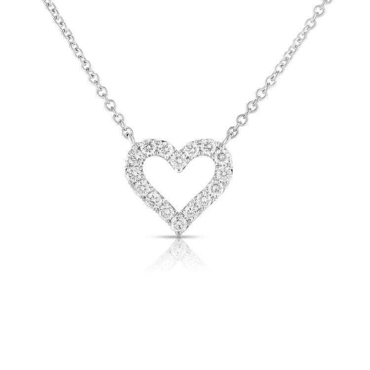 White Gold 0.24 CTW Diamond Heart Pendant Necklace 0