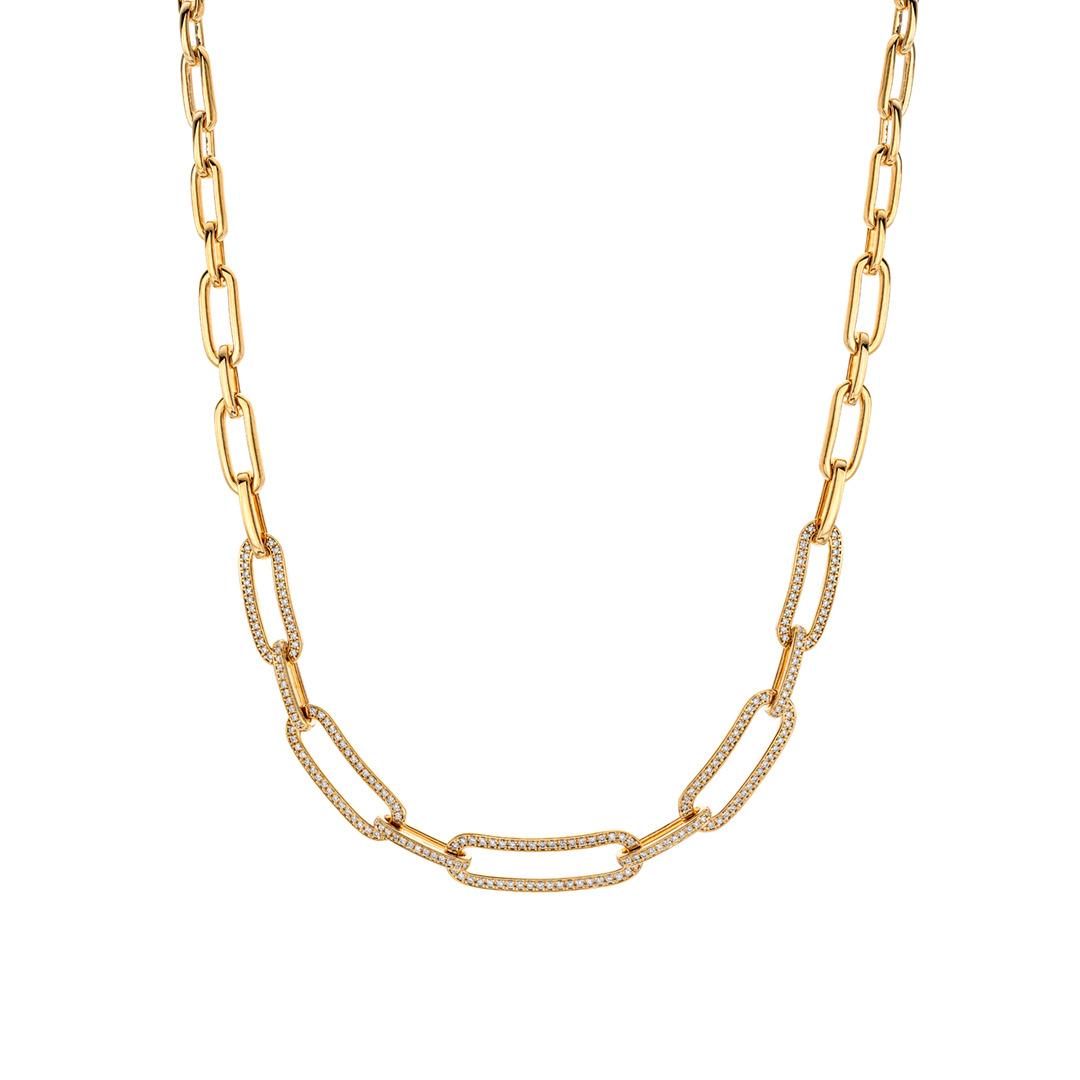 Graduated Diamond Link Yellow Gold Necklace