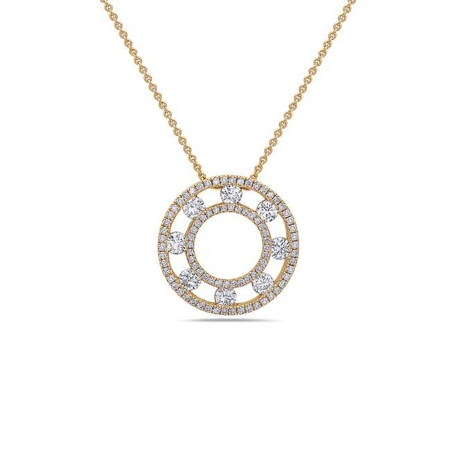 Charles Krypell Open Diamond Air Circle Pendant Necklace in Yellow Gold