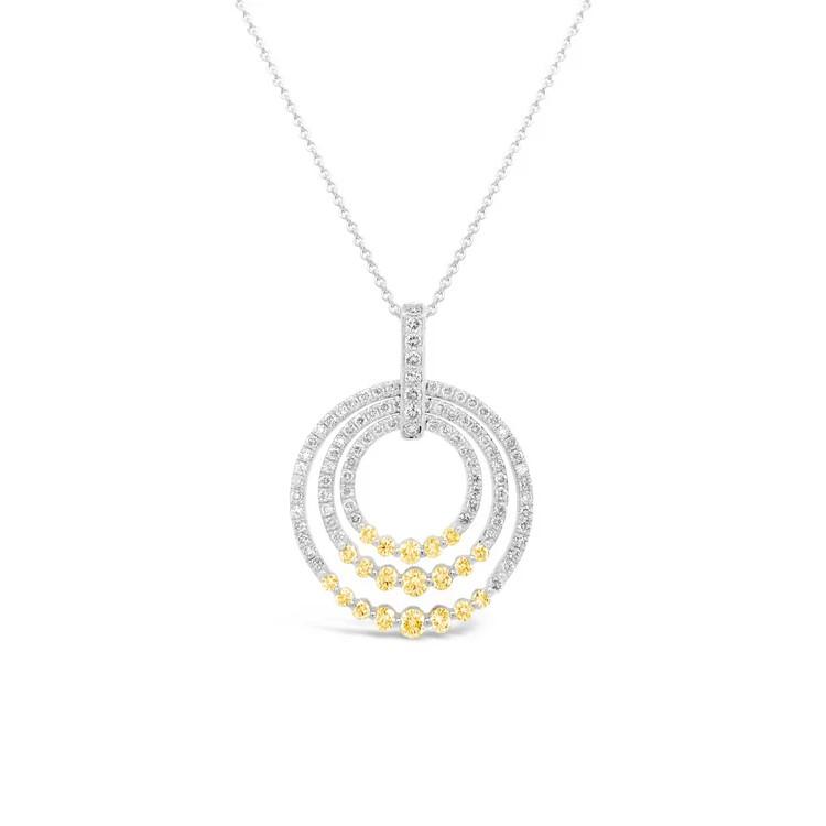 Charles Krypell Diamond Sunset Circle Pendant Necklace