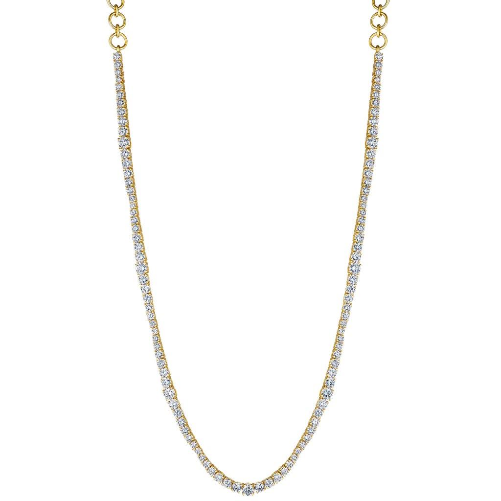 Penny Preville Yellow Gold 4.31CTW Diamond Wave Tennis Necklace 0