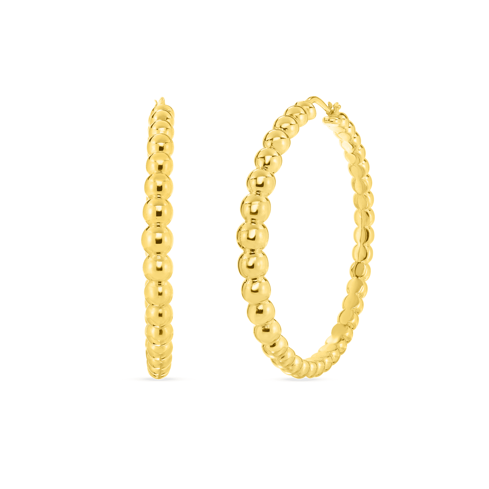 Roberto Coin 18K  XL Beaded Hoop Yellow Gold Earrings 0