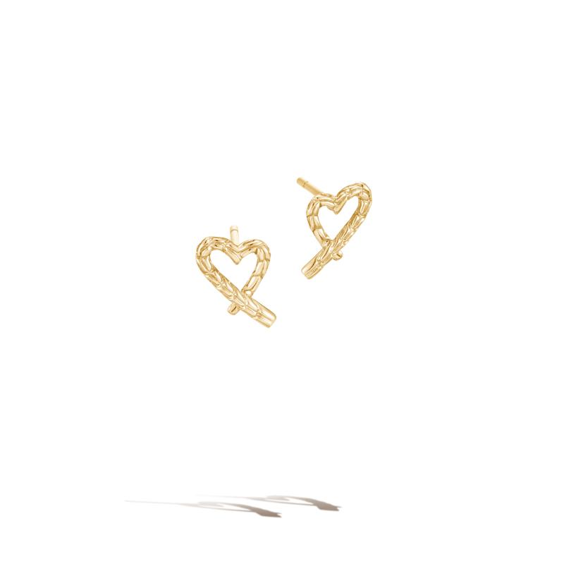 John Hardy Manah 18k Yellow Gold Heart Stud Earrings 0